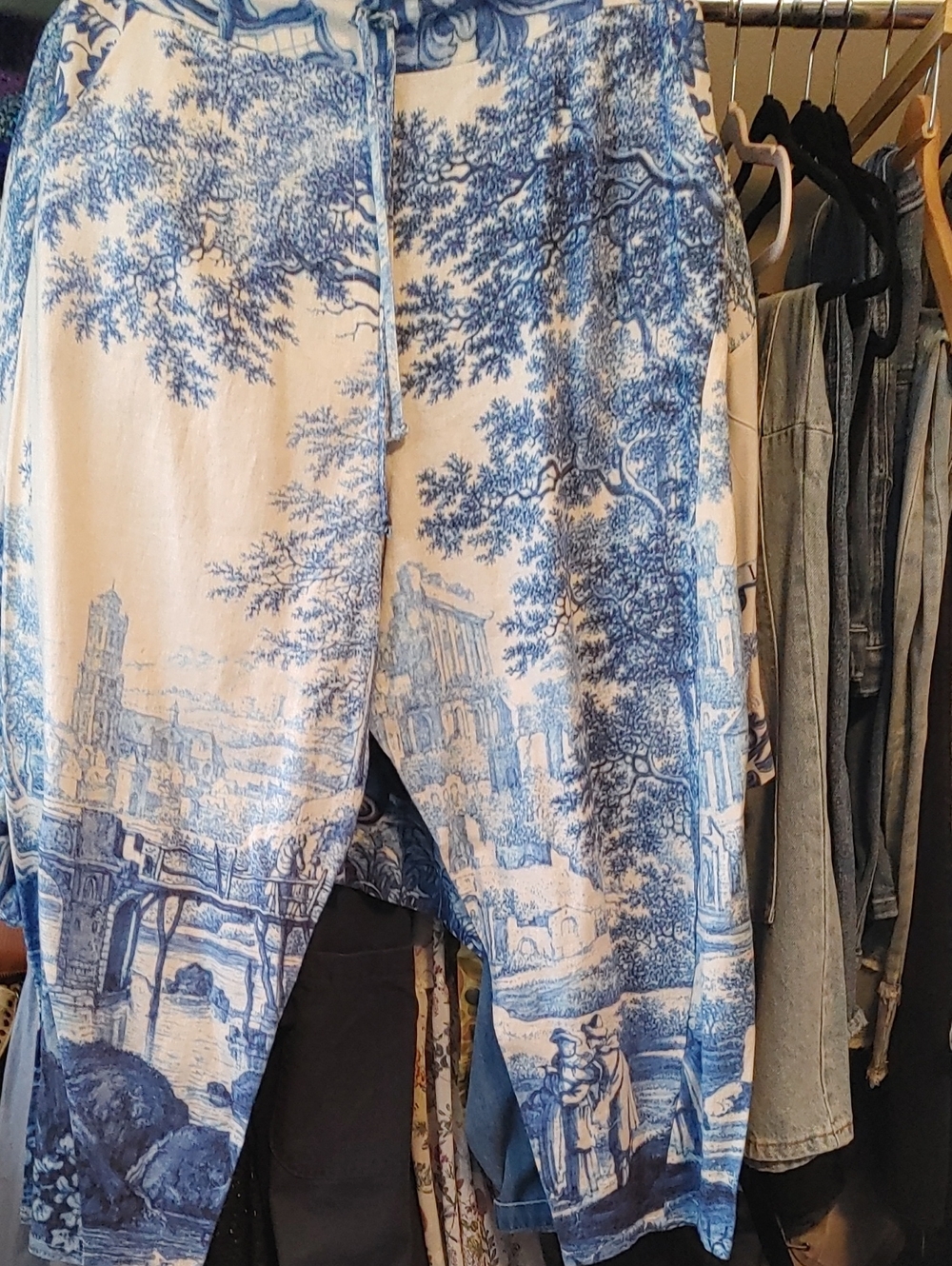 Market If Stars Blue Toile Print Women's Lounge Pants Into The Light